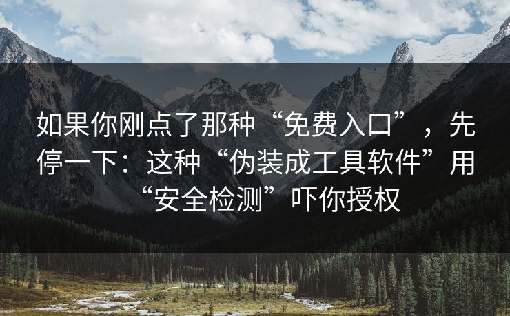 如果你刚点了那种“免费入口”，先停一下：这种“伪装成工具软件”用“安全检测”吓你授权