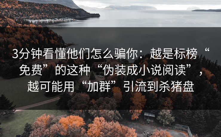 3分钟看懂他们怎么骗你：越是标榜“免费”的这种“伪装成小说阅读”，越可能用“加群”引流到杀猪盘