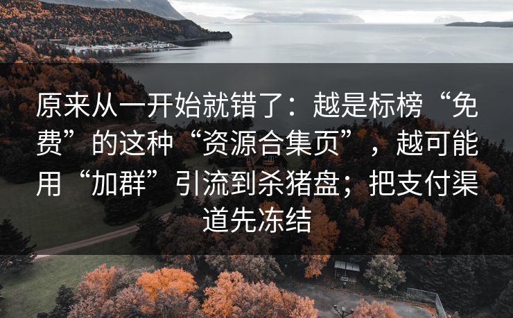 原来从一开始就错了：越是标榜“免费”的这种“资源合集页”，越可能用“加群”引流到杀猪盘；把支付渠道先冻结