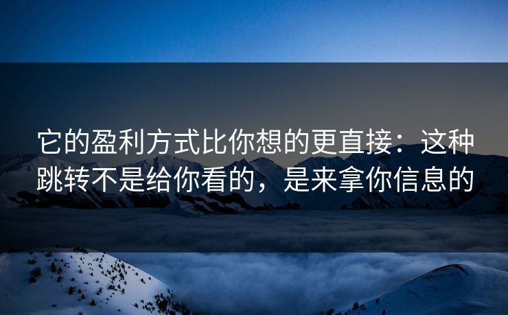 它的盈利方式比你想的更直接：这种跳转不是给你看的，是来拿你信息的