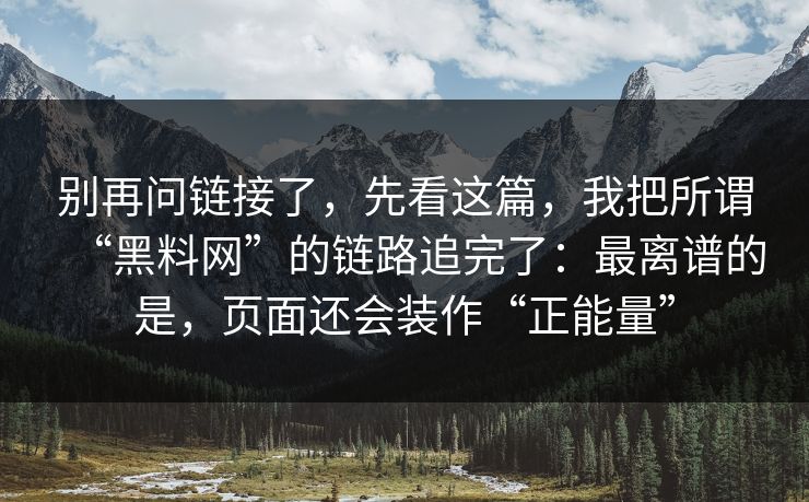别再问链接了，先看这篇，我把所谓“黑料网”的链路追完了：最离谱的是，页面还会装作“正能量”