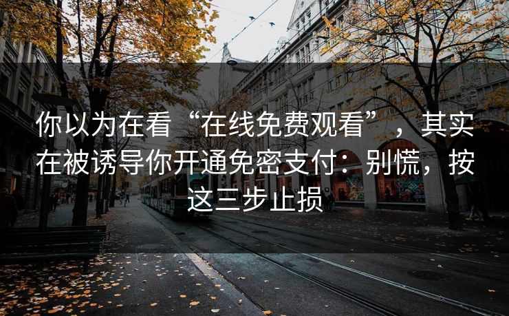 你以为在看“在线免费观看”，其实在被诱导你开通免密支付：别慌，按这三步止损