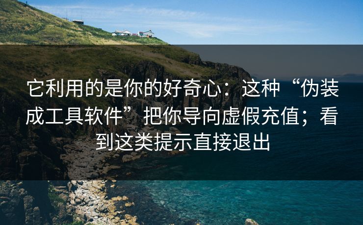 它利用的是你的好奇心：这种“伪装成工具软件”把你导向虚假充值；看到这类提示直接退出