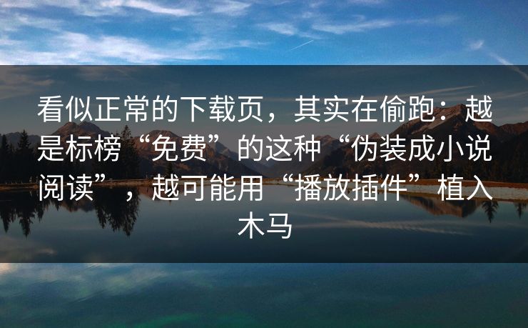 看似正常的下载页，其实在偷跑：越是标榜“免费”的这种“伪装成小说阅读”，越可能用“播放插件”植入木马