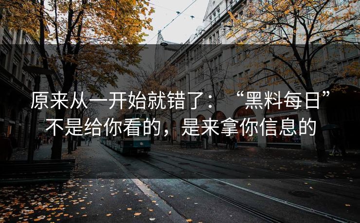 原来从一开始就错了：“黑料每日”不是给你看的，是来拿你信息的