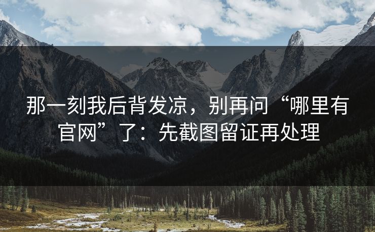 那一刻我后背发凉，别再问“哪里有官网”了：先截图留证再处理