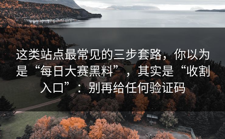 这类站点最常见的三步套路,你以为是“每日大赛黑料”,其实是“收割入口”:别再给任何验证码 这类站点最常见的三步套路,你以为是“每日大赛黑料”,其实是“收割入口”:别再给任何验证码