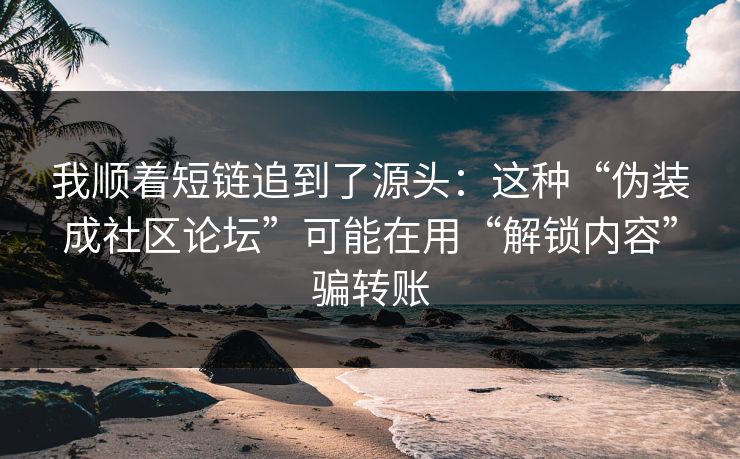 我顺着短链追到了源头:这种“伪装成社区论坛”可能在用“解锁内容”骗转账 我顺着短链追到了源头:这种“伪装成社区论坛”可能在用“解锁内容”骗转账