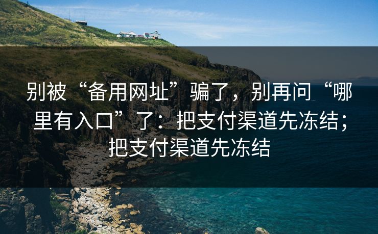 别被“备用网址”骗了，别再问“哪里有入口”了：把支付渠道先冻结；把支付渠道先冻结