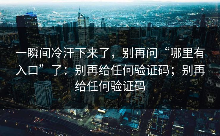 一瞬间冷汗下来了，别再问“哪里有入口”了：别再给任何验证码；别再给任何验证码