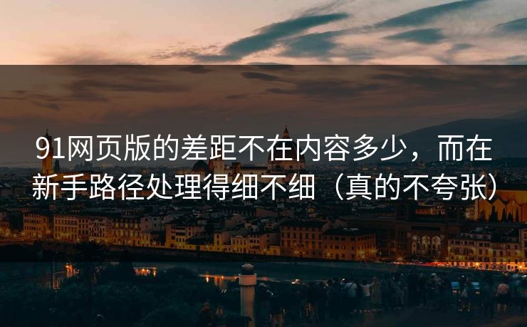 91网页版的差距不在内容多少，而在新手路径处理得细不细（真的不夸张）