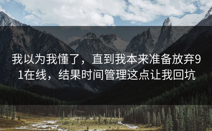 我以为我懂了，直到我本来准备放弃91在线，结果时间管理这点让我回坑